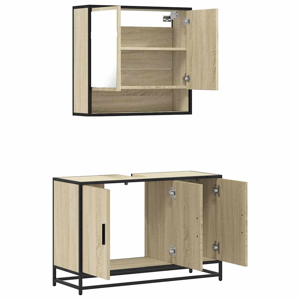 2 Piece Bathroom Furniture Set Sonoma Oak Engineered Wood