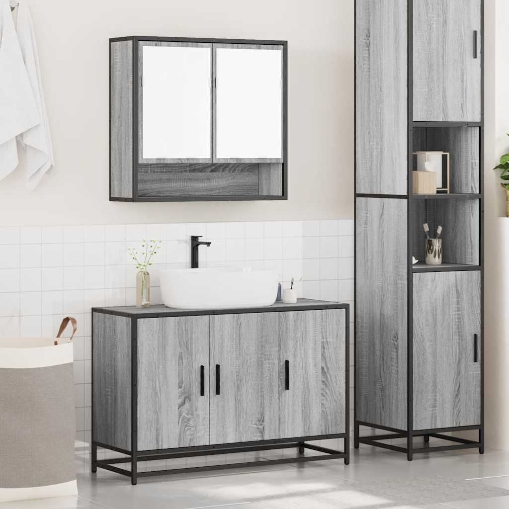 2 Piece Bathroom Furniture Set Grey Sonoma Engineered Wood