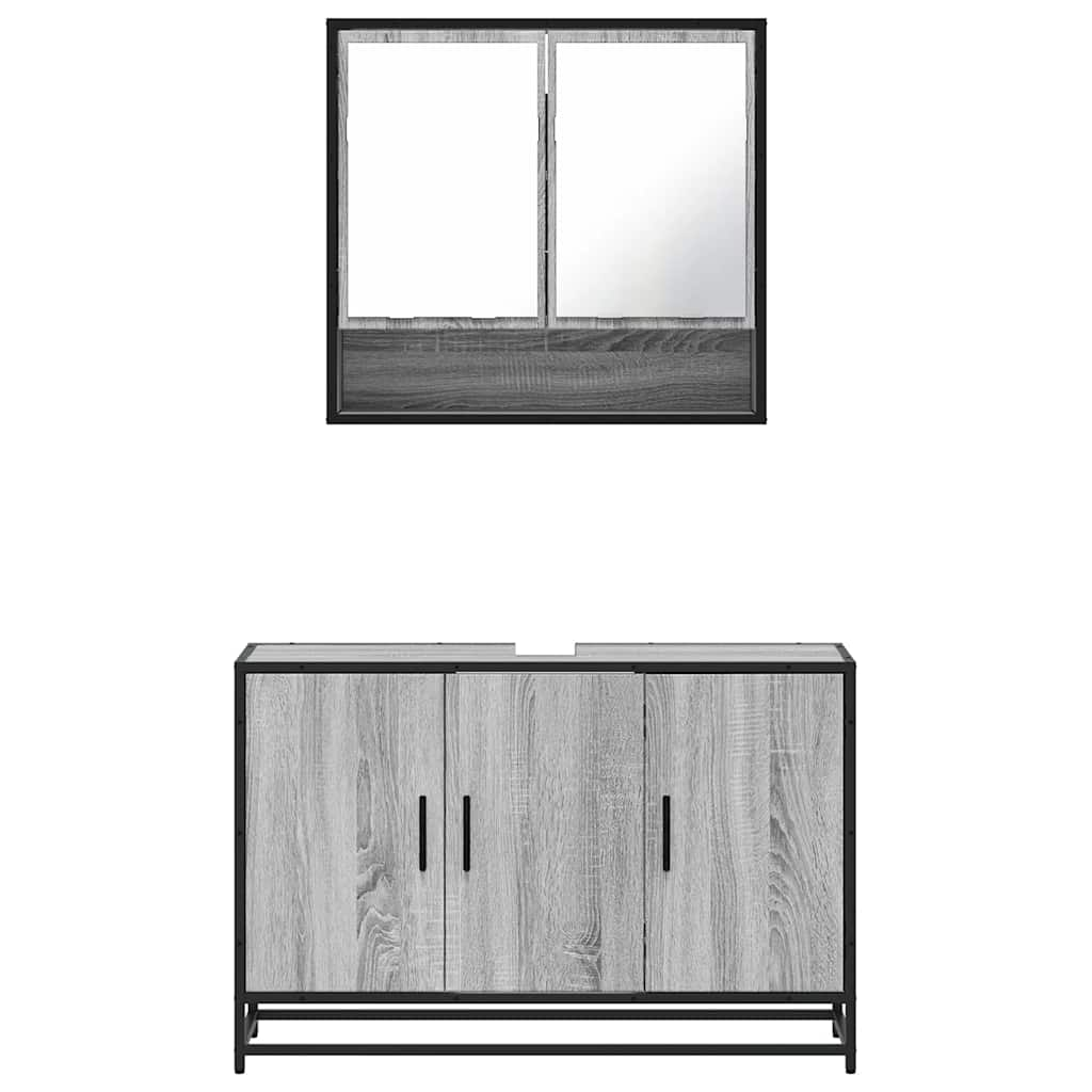 2 Piece Bathroom Furniture Set Grey Sonoma Engineered Wood