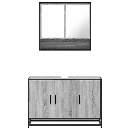 2 Piece Bathroom Furniture Set Grey Sonoma Engineered Wood