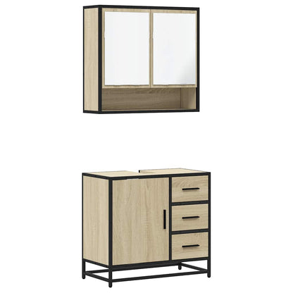 2 Piece Bathroom Furniture Set Sonoma Oak Engineered Wood