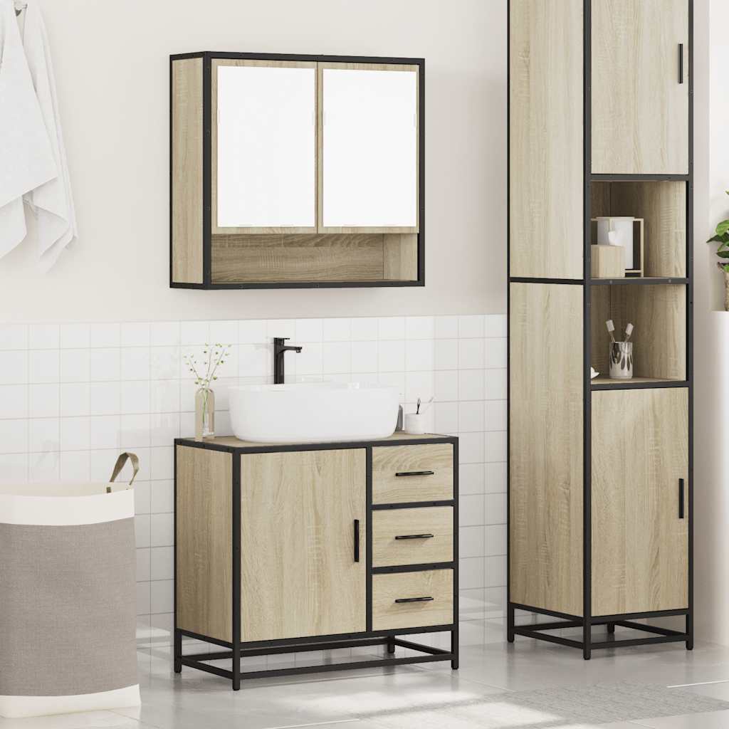 2 Piece Bathroom Furniture Set Sonoma Oak Engineered Wood