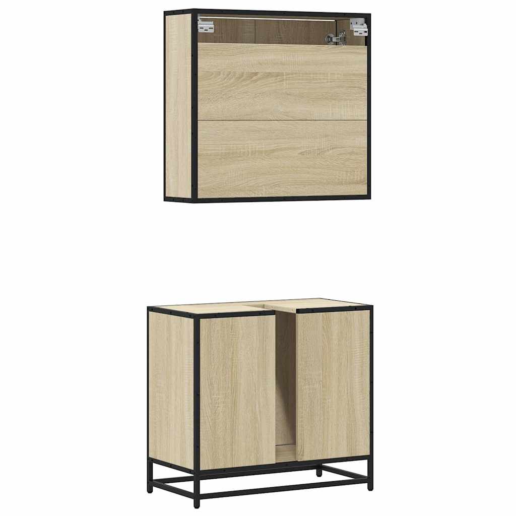 2 Piece Bathroom Furniture Set Sonoma Oak Engineered Wood