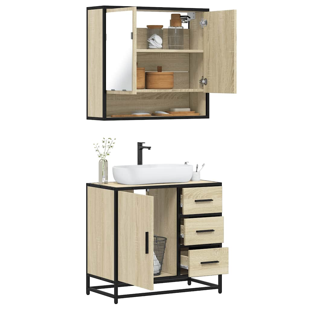 2 Piece Bathroom Furniture Set Sonoma Oak Engineered Wood