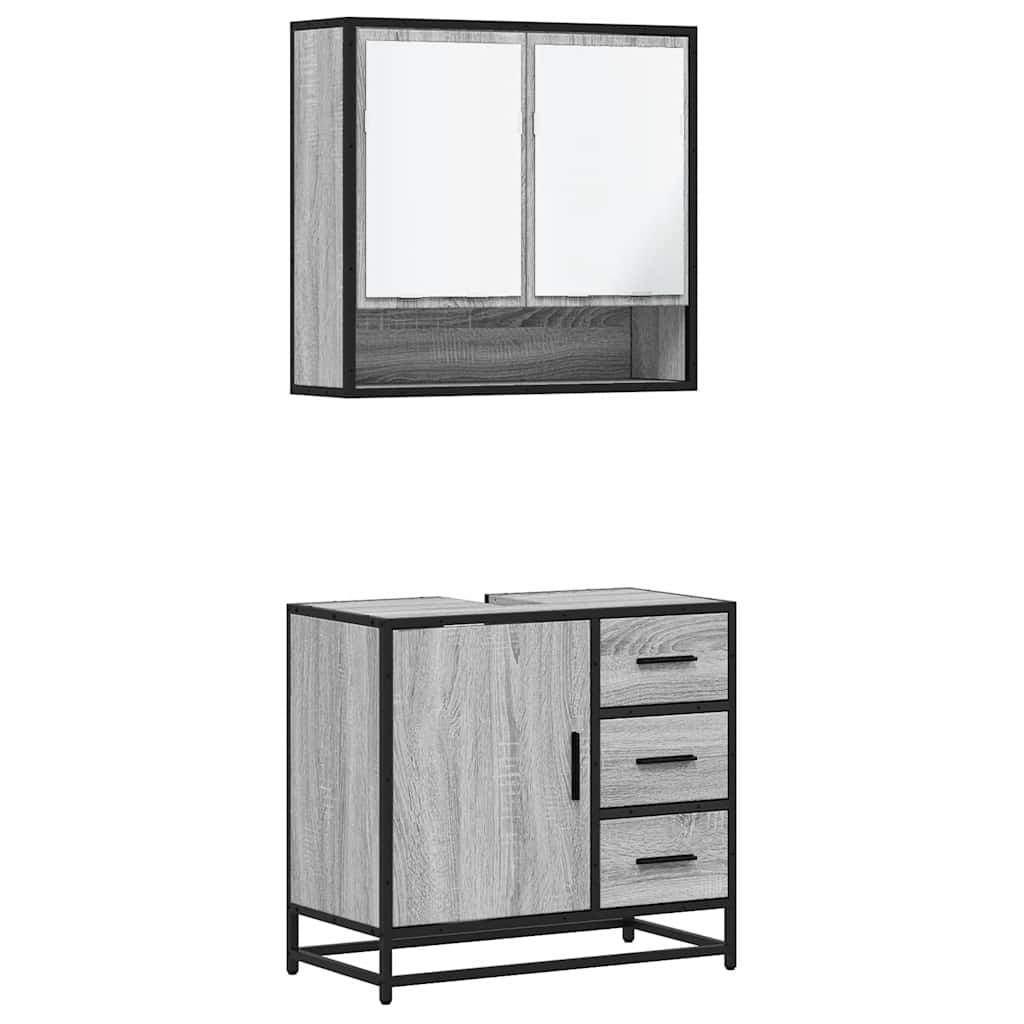 2 Piece Bathroom Furniture Set Grey Sonoma Engineered Wood