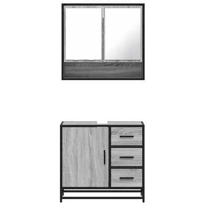 2 Piece Bathroom Furniture Set Grey Sonoma Engineered Wood