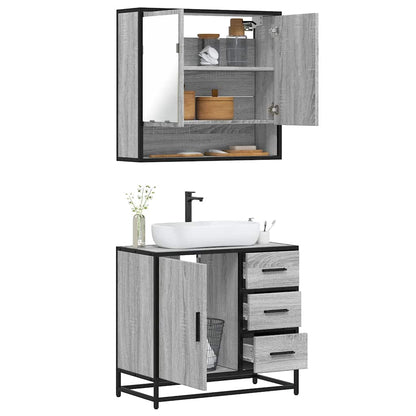 2 Piece Bathroom Furniture Set Grey Sonoma Engineered Wood