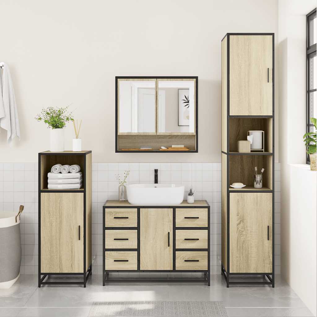 2 Piece Bathroom Furniture Set Sonoma Oak Engineered Wood