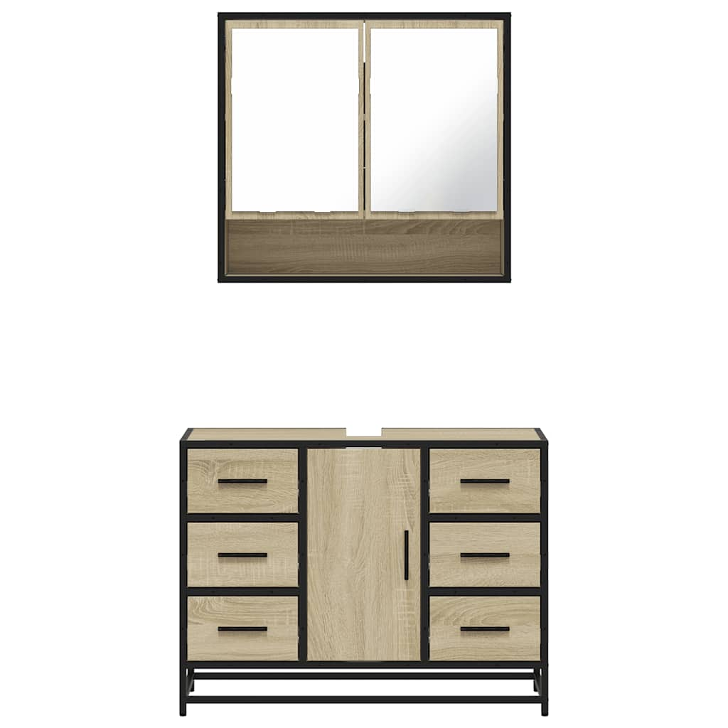 2 Piece Bathroom Furniture Set Sonoma Oak Engineered Wood