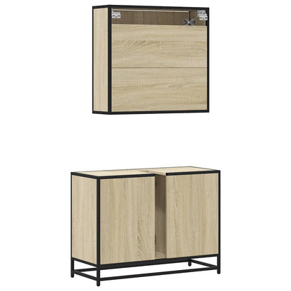 2 Piece Bathroom Furniture Set Sonoma Oak Engineered Wood