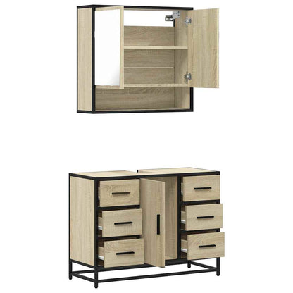 2 Piece Bathroom Furniture Set Sonoma Oak Engineered Wood