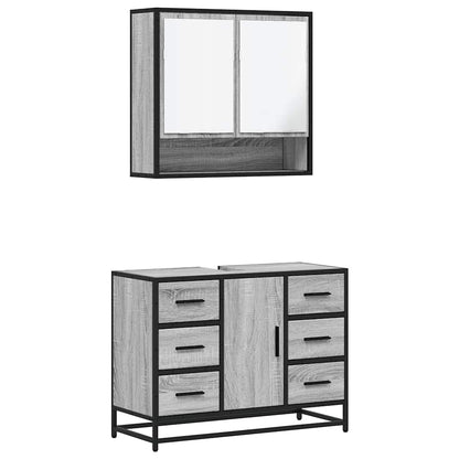 2 Piece Bathroom Furniture Set Grey Sonoma Engineered Wood