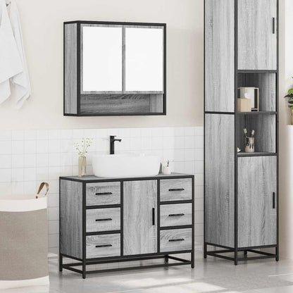 2 Piece Bathroom Furniture Set Grey Sonoma Engineered Wood