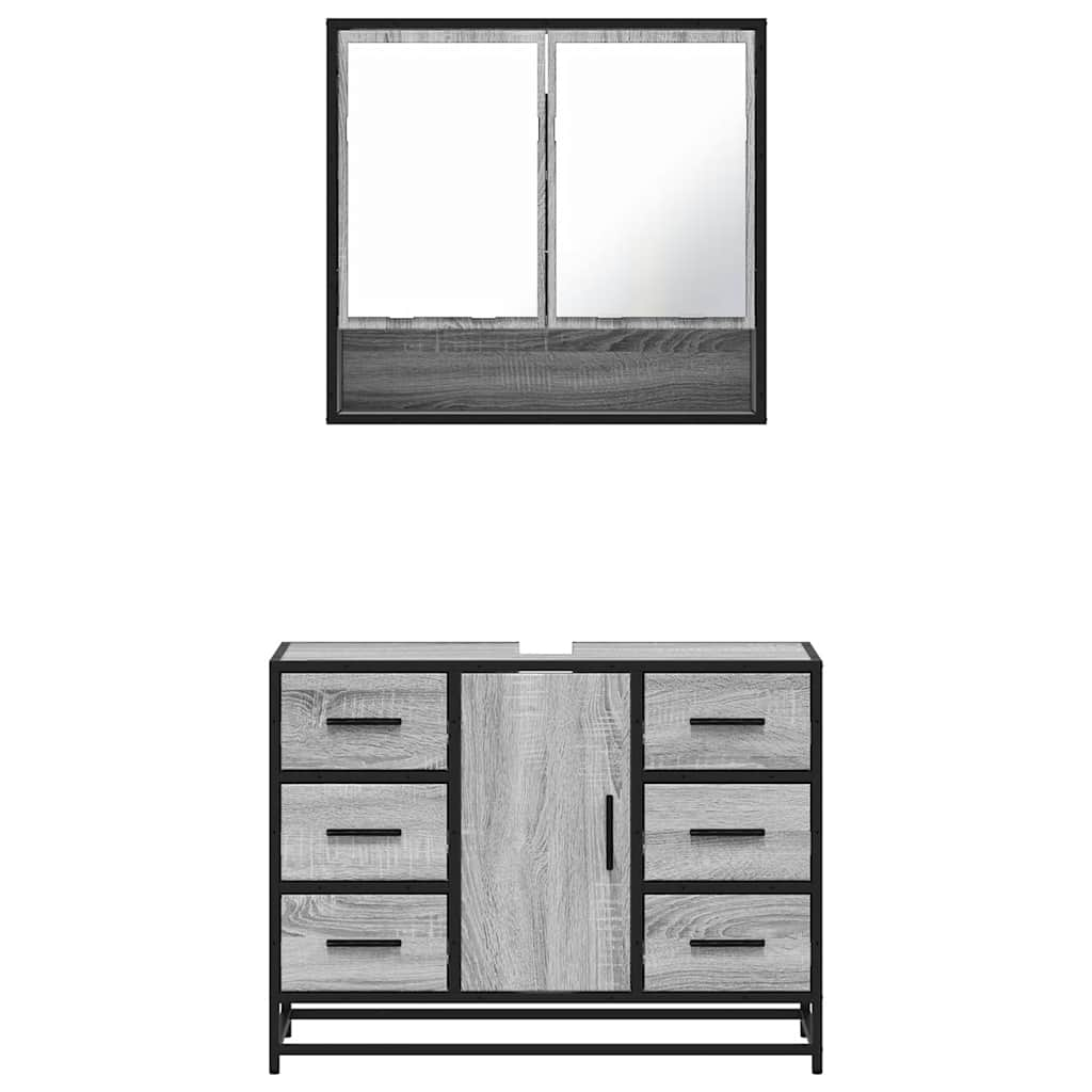 2 Piece Bathroom Furniture Set Grey Sonoma Engineered Wood