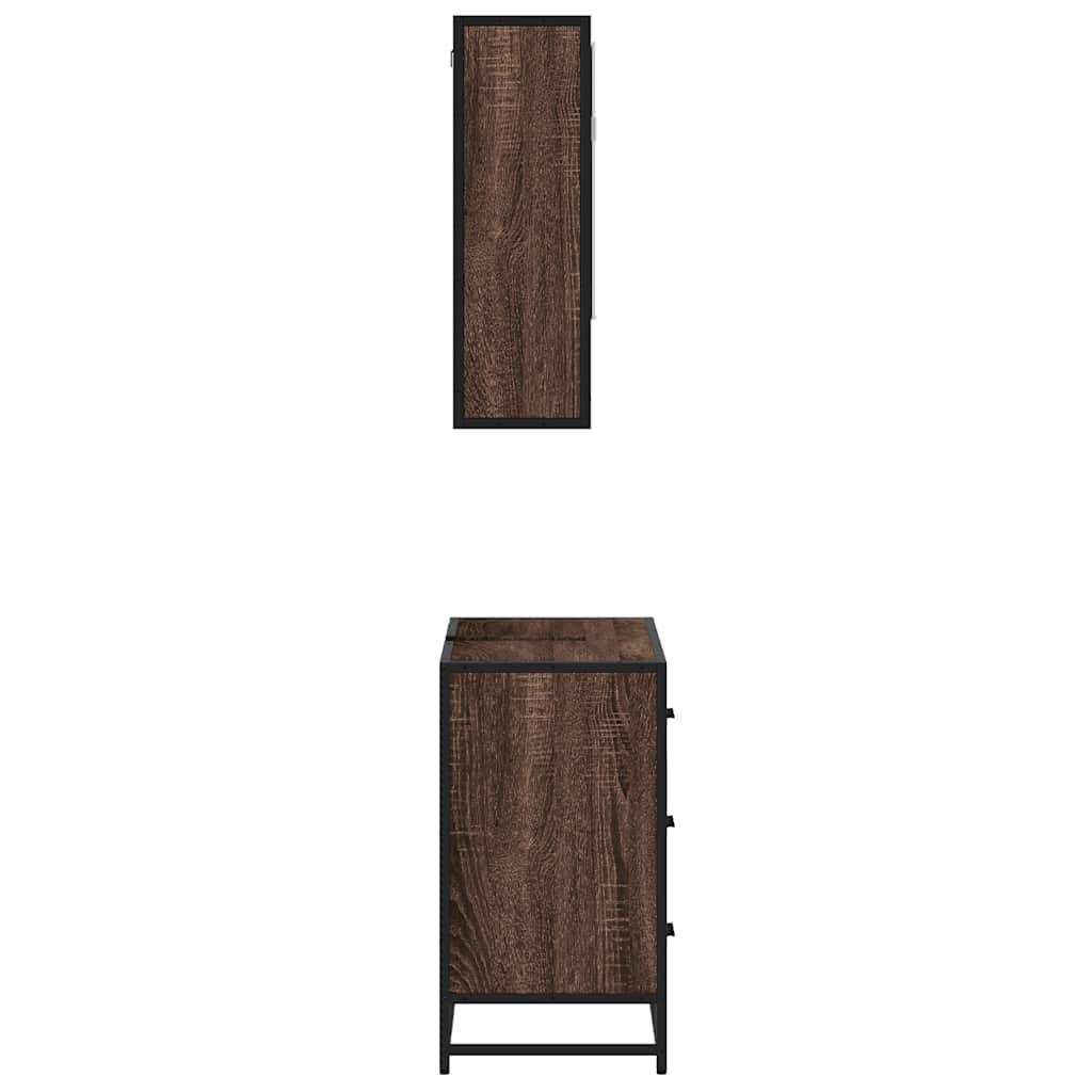 2 Piece Bathroom Furniture Set Brown Oak Engineered Wood