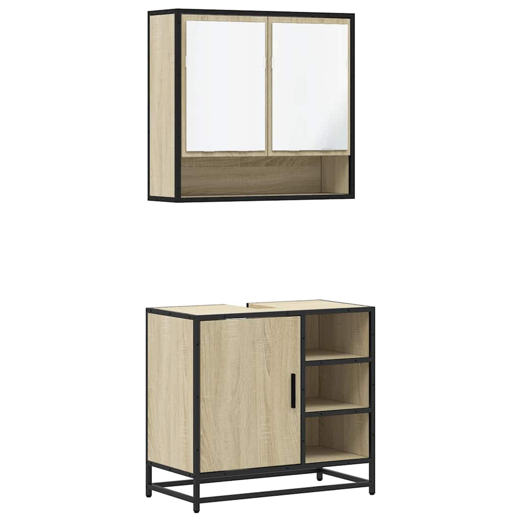 2 Piece Bathroom Furniture Set Sonoma Oak Engineered Wood