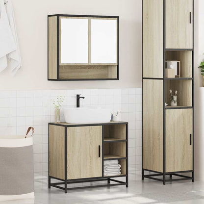 2 Piece Bathroom Furniture Set Sonoma Oak Engineered Wood