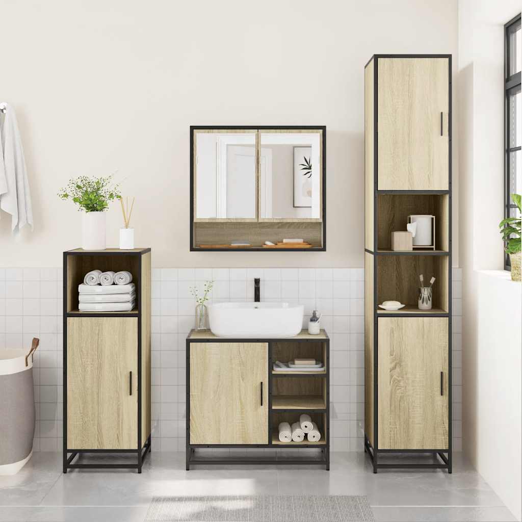 2 Piece Bathroom Furniture Set Sonoma Oak Engineered Wood