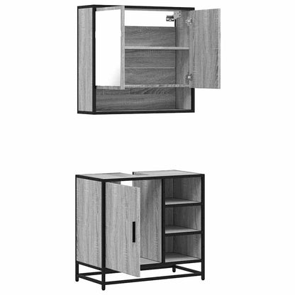 2 Piece Bathroom Furniture Set Grey Sonoma Engineered Wood