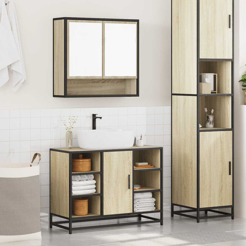 2 Piece Bathroom Furniture Set Sonoma Oak Engineered Wood