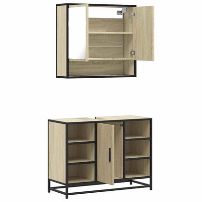 2 Piece Bathroom Furniture Set Sonoma Oak Engineered Wood