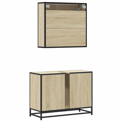 2 Piece Bathroom Furniture Set Sonoma Oak Engineered Wood