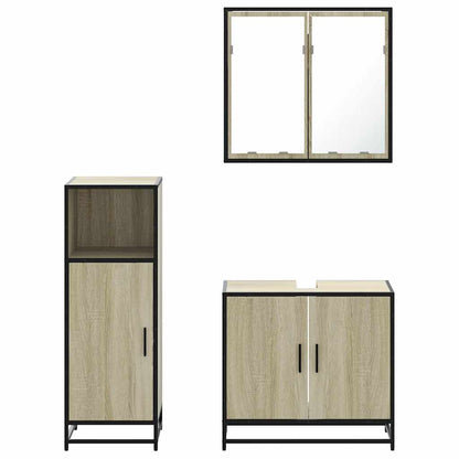 3 Piece Bathroom Furniture Set Sonoma Oak Engineered Wood