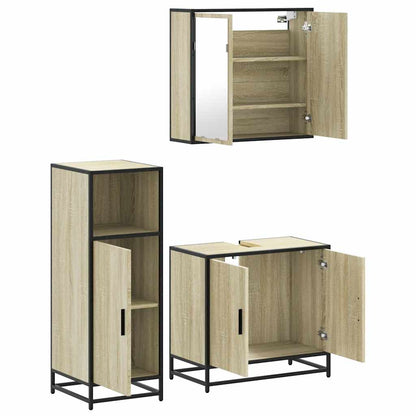 3 Piece Bathroom Furniture Set Sonoma Oak Engineered Wood