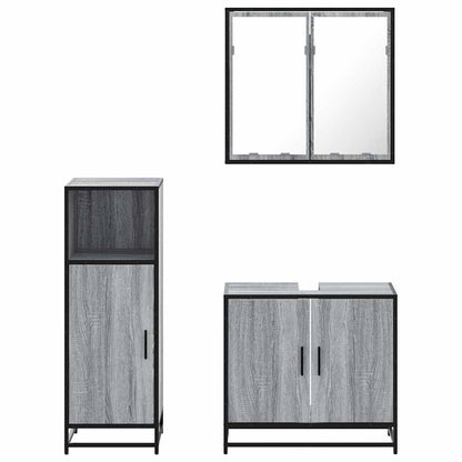 3 Piece Bathroom Furniture Set Grey Sonoma Engineered Wood