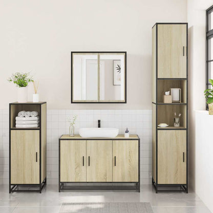 3 Piece Bathroom Furniture Set Sonoma Oak Engineered Wood