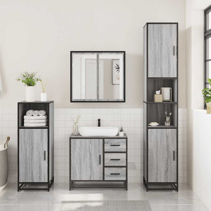 3 Piece Bathroom Furniture Set Grey Sonoma Engineered Wood