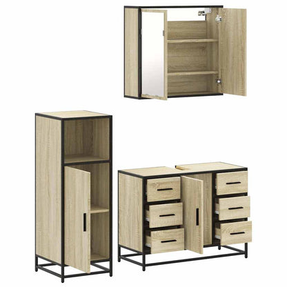 3 Piece Bathroom Furniture Set Sonoma Oak Engineered Wood