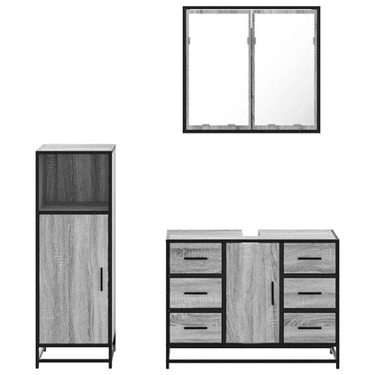 3 Piece Bathroom Furniture Set Grey Sonoma Engineered Wood