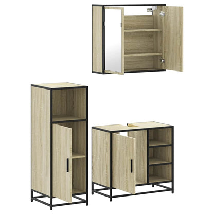 3 Piece Bathroom Furniture Set Sonoma Oak Engineered Wood