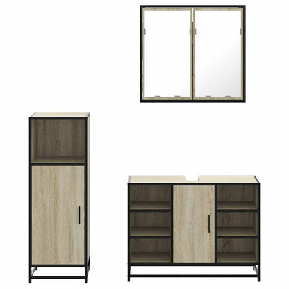 3 Piece Bathroom Furniture Set Sonoma Oak Engineered Wood