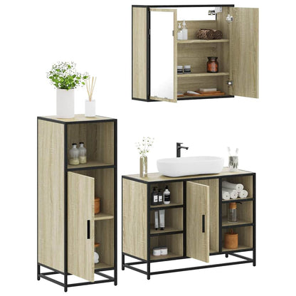 3 Piece Bathroom Furniture Set Sonoma Oak Engineered Wood