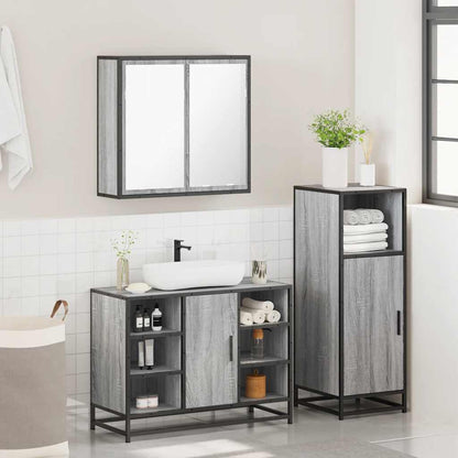 3 Piece Bathroom Furniture Set Grey Sonoma Engineered Wood