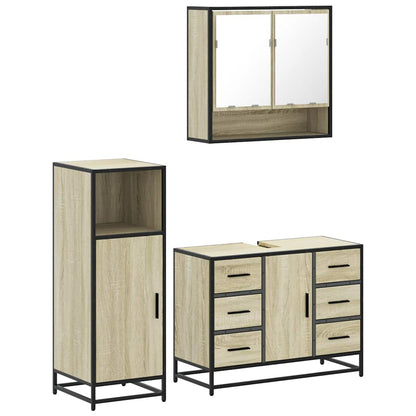 3 Piece Bathroom Furniture Set Sonoma Oak Engineered Wood