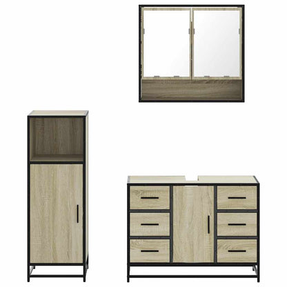 3 Piece Bathroom Furniture Set Sonoma Oak Engineered Wood