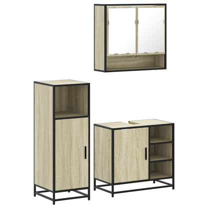 3 Piece Bathroom Furniture Set Sonoma Oak Engineered Wood