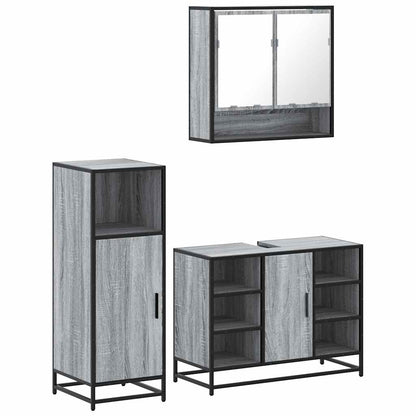 3 Piece Bathroom Furniture Set Grey Sonoma Engineered Wood