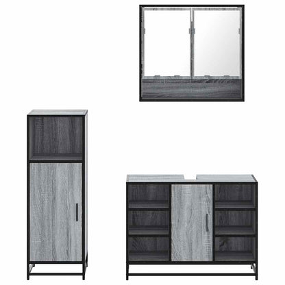 3 Piece Bathroom Furniture Set Grey Sonoma Engineered Wood