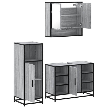 3 Piece Bathroom Furniture Set Grey Sonoma Engineered Wood