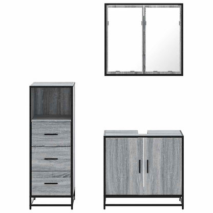 3 Piece Bathroom Furniture Set Grey Sonoma Engineered Wood