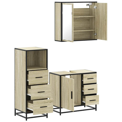 3 Piece Bathroom Furniture Set Sonoma Oak Engineered Wood