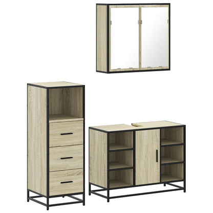 3 Piece Bathroom Furniture Set Sonoma Oak Engineered Wood