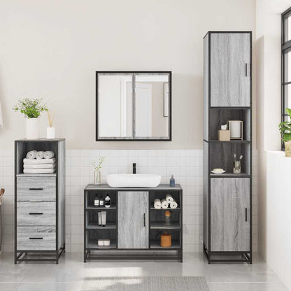 3 Piece Bathroom Furniture Set Grey Sonoma Engineered Wood