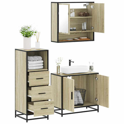 3 Piece Bathroom Furniture Set Sonoma Oak Engineered Wood