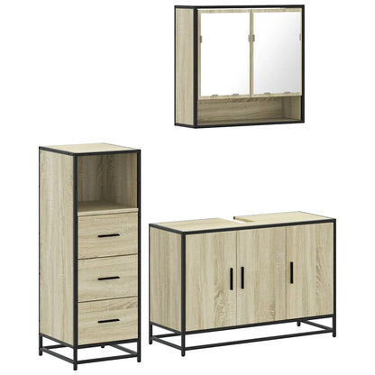 3 Piece Bathroom Furniture Set Sonoma Oak Engineered Wood