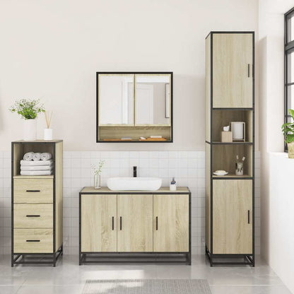 3 Piece Bathroom Furniture Set Sonoma Oak Engineered Wood